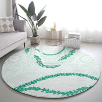 Aloha Lei Mikioi Round Carpet Sage Green Polynesian Tribal Tatau Pattern