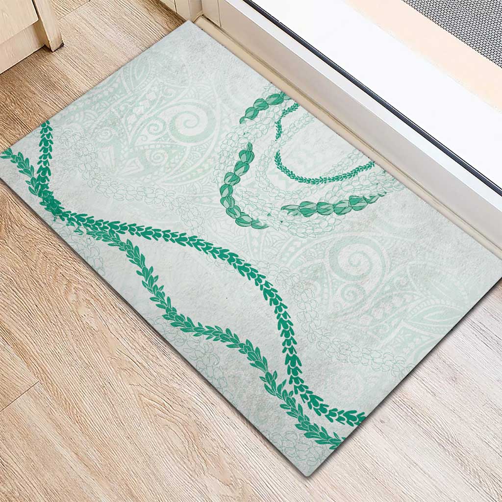 Aloha Lei Mikioi Rubber Doormat Sage Green Polynesian Tribal Tatau Pattern LT9 - Polynesian Pride