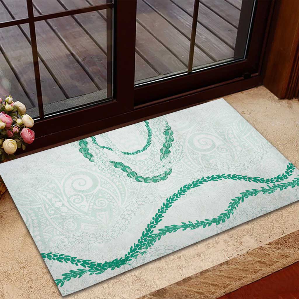 Aloha Lei Mikioi Rubber Doormat Sage Green Polynesian Tribal Tatau Pattern LT9 - Polynesian Pride