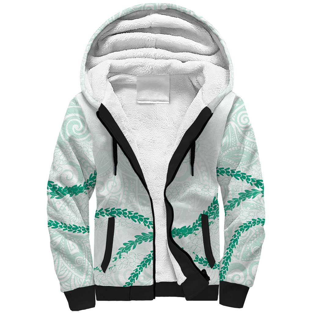 Aloha Lei Mikioi Sherpa Hoodie Sage Green Polynesian Tribal Tatau Pattern LT9 Unisex Green - Polynesian Pride