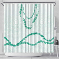 Aloha Lei Mikioi Shower Curtain Sage Green Polynesian Tribal Tatau Pattern