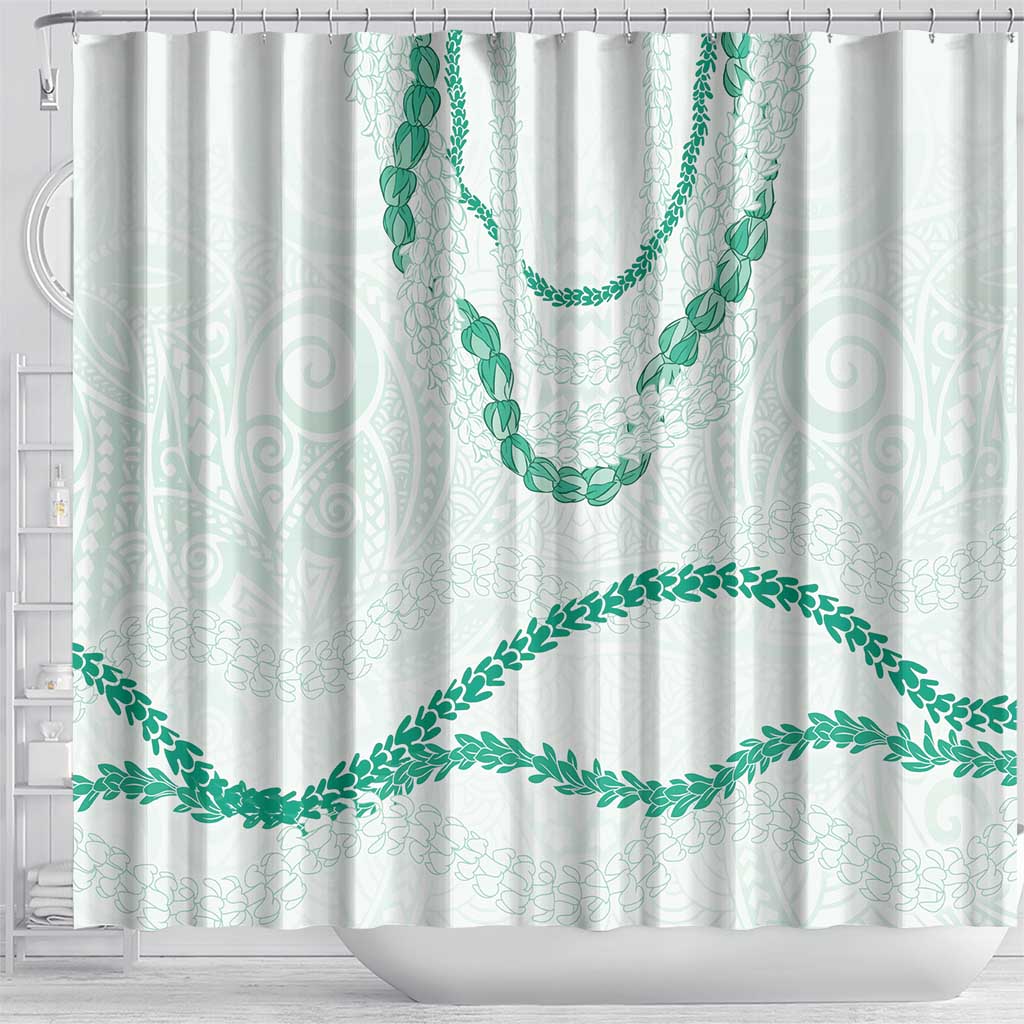 Aloha Lei Mikioi Shower Curtain Sage Green Polynesian Tribal Tatau Pattern