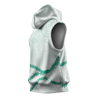 Aloha Lei Mikioi Sleeveless Hoodie Sage Green Polynesian Tribal Tatau Pattern LT9 - Polynesian Pride