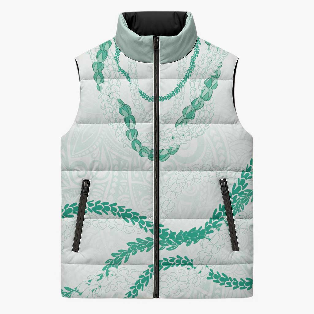 Aloha Lei Mikioi Sleeveless Puffer Jacket Sage Green Polynesian Tribal Tatau Pattern LT9 Unisex Green - Polynesian Pride