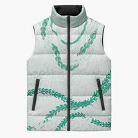 Aloha Lei Mikioi Sleeveless Puffer Jacket Sage Green Polynesian Tribal Tatau Pattern LT9 Unisex Green - Polynesian Pride