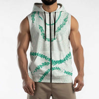 Aloha Lei Mikioi Sleeveless Zip Hoodie Sage Green Polynesian Tribal Tatau Pattern LT9 - Polynesian Pride