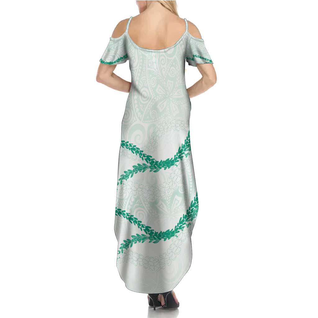 Aloha Lei Mikioi Summer Maxi Dress Sage Green Polynesian Tribal Tatau Pattern