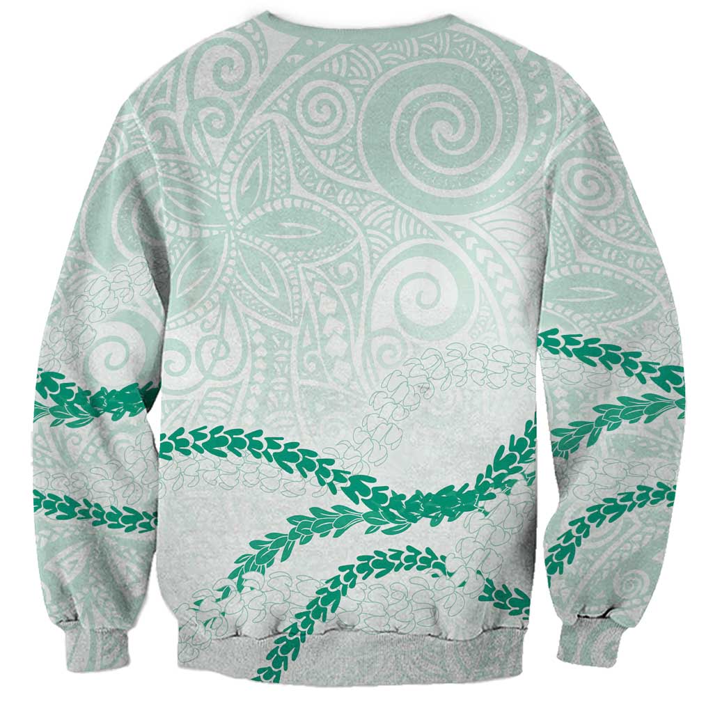 Aloha Lei Mikioi Sweatshirt Sage Green Polynesian Tribal Tatau Pattern LT9 - Polynesian Pride