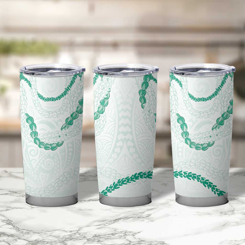 Aloha Lei Mikioi Tumbler Cup Sage Green Polynesian Tribal Tatau Pattern