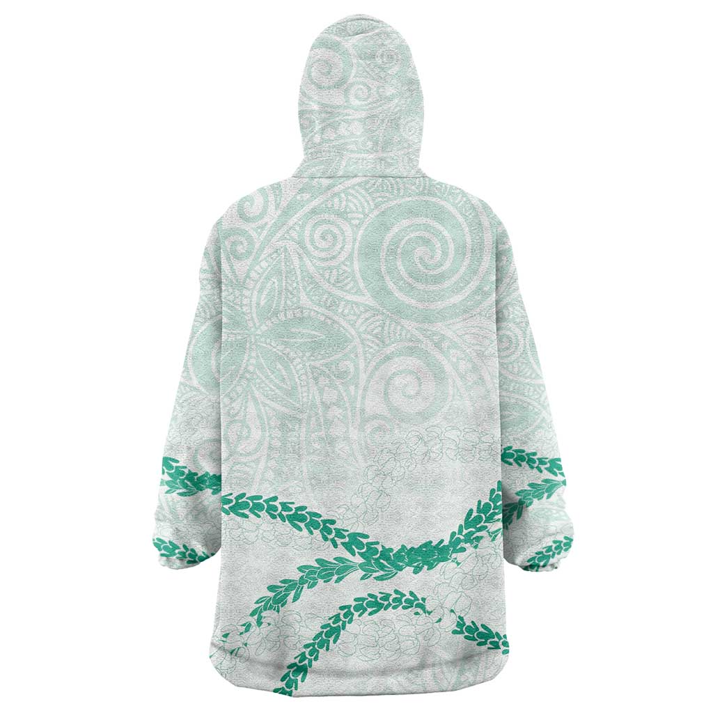 Aloha Lei Mikioi Wearable Blanket Hoodie Sage Green Polynesian Tribal Tatau Pattern LT9 - Polynesian Pride
