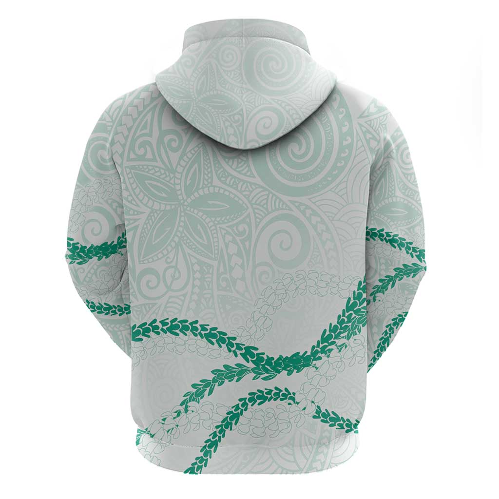 Aloha Lei Mikioi Zip Hoodie Sage Green Polynesian Tribal Tatau Pattern