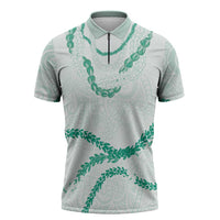 Aloha Lei Mikioi Zipper Polo Shirt Sage Green Polynesian Tribal Tatau Pattern LT9 Green - Polynesian Pride