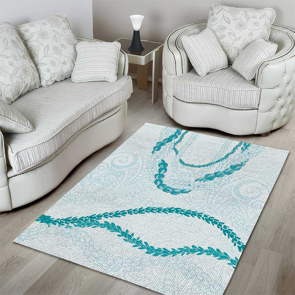 Aloha Lei Mikioi Area Rug Teal Polynesian Tribal Tatau Pattern
