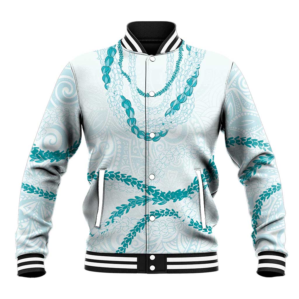 Aloha Lei Mikioi Baseball Jacket Teal Polynesian Tribal Tatau Pattern LT9 Unisex Teal - Polynesian Pride
