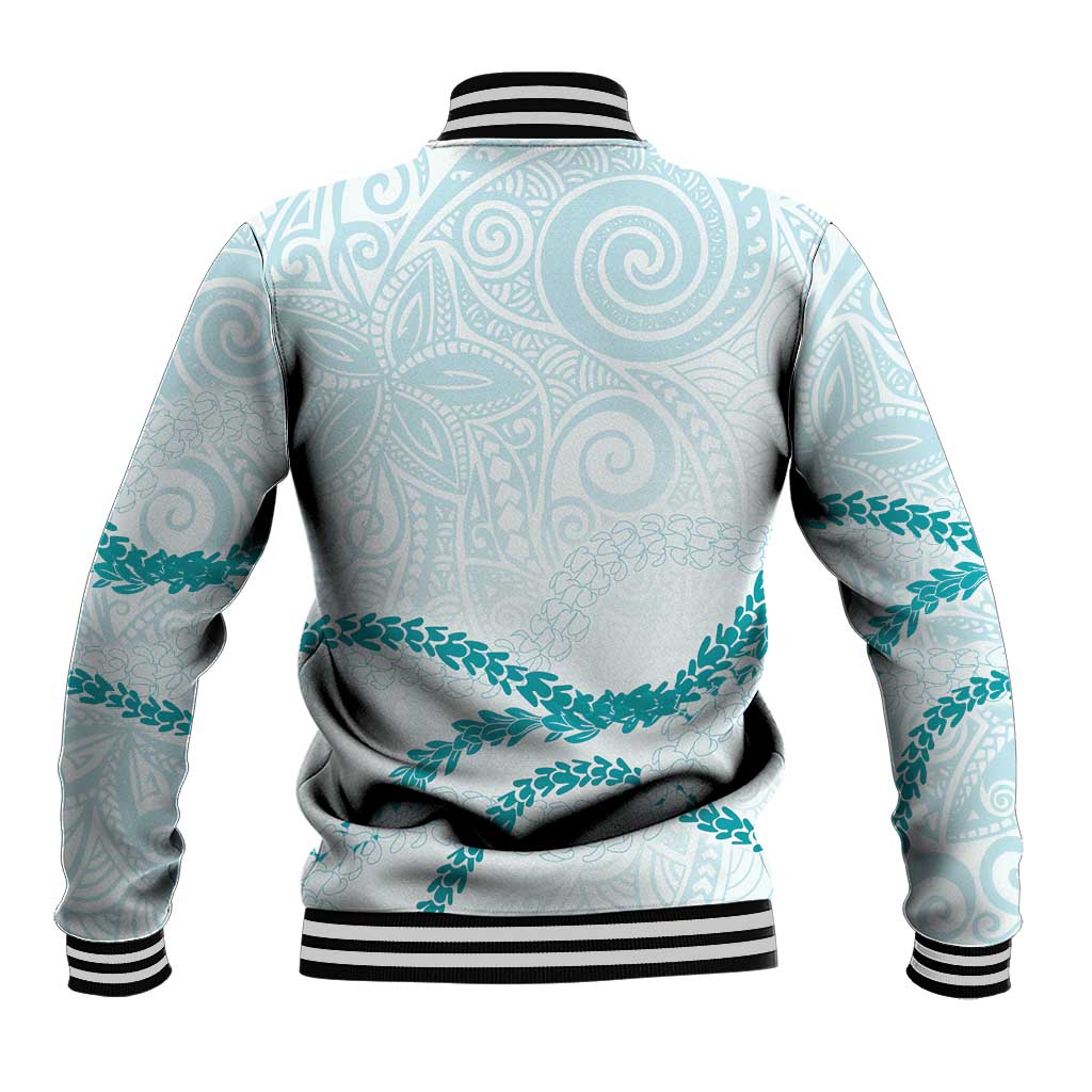 Aloha Lei Mikioi Baseball Jacket Teal Polynesian Tribal Tatau Pattern LT9 - Polynesian Pride