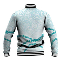 Aloha Lei Mikioi Baseball Jacket Teal Polynesian Tribal Tatau Pattern LT9 - Polynesian Pride