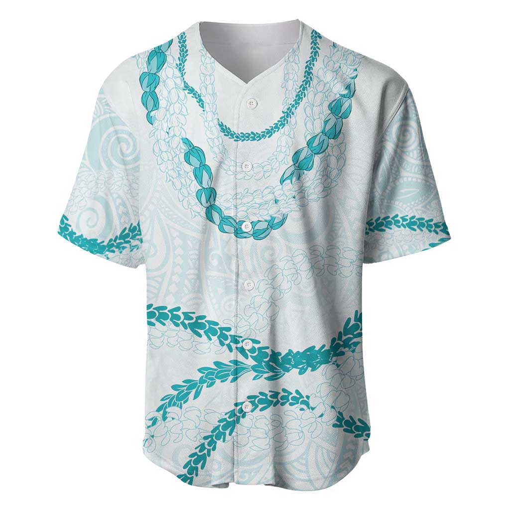 Aloha Lei Mikioi Baseball Jersey Teal Polynesian Tribal Tatau Pattern