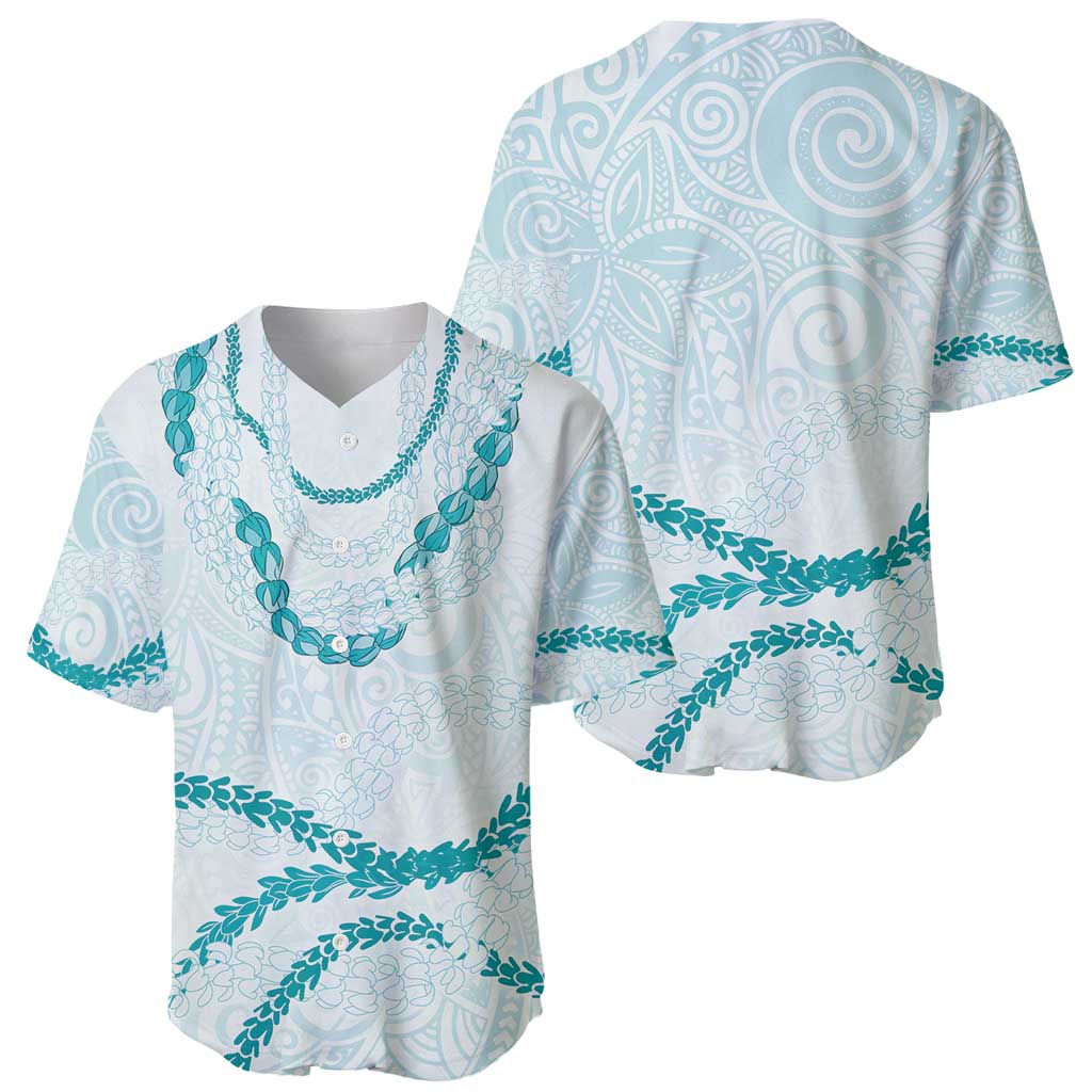 Aloha Lei Mikioi Baseball Jersey Teal Polynesian Tribal Tatau Pattern