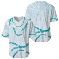 Aloha Lei Mikioi Baseball Jersey Teal Polynesian Tribal Tatau Pattern