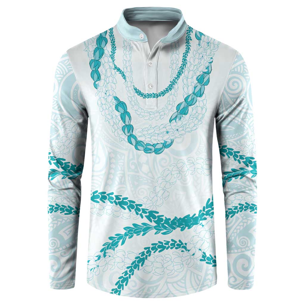 Aloha Lei Mikioi Button Sweatshirt Teal Polynesian Tribal Tatau Pattern LT9 Teal - Polynesian Pride