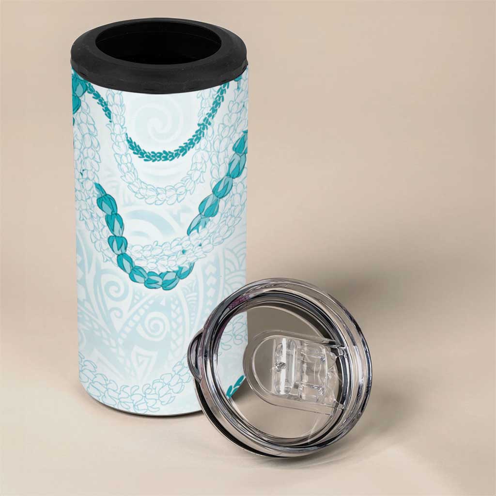 Aloha Lei Mikioi 4 in 1 Can Cooler Tumbler Teal Polynesian Tribal Tatau Pattern LT9 - Polynesian Pride