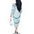 Aloha Lei Mikioi Family Matching Off The Shoulder Long Sleeve Dress and Hawaiian Shirt Teal Polynesian Tribal Tatau Pattern