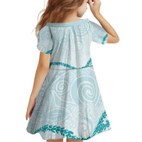 Aloha Lei Mikioi Family Matching Short Sleeve Bodycon Dress and Hawaiian Shirt Teal Polynesian Tribal Tatau Pattern