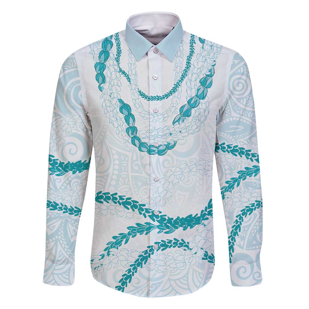 Aloha Lei Mikioi Family Matching Short Sleeve Bodycon Dress and Hawaiian Shirt Teal Polynesian Tribal Tatau Pattern