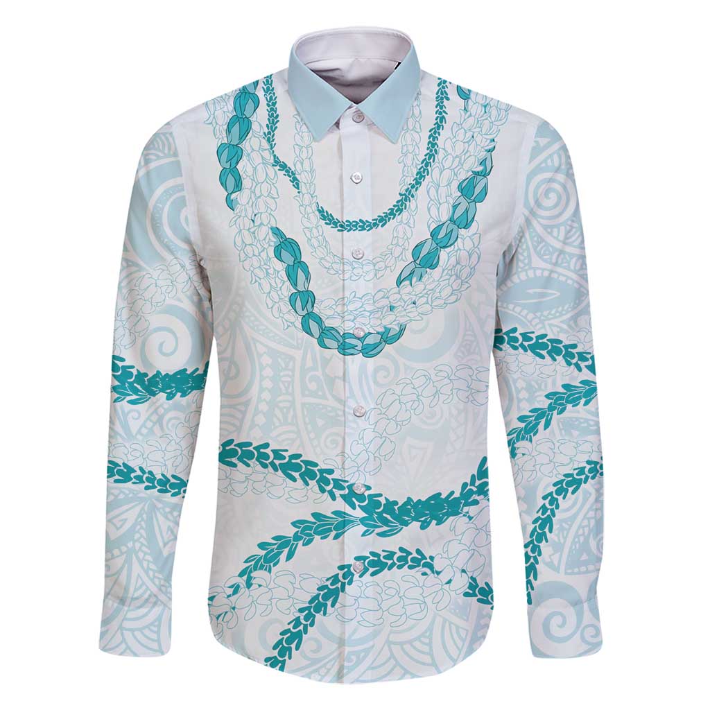 Aloha Lei Mikioi Family Matching Summer Maxi Dress and Hawaiian Shirt Teal Polynesian Tribal Tatau Pattern