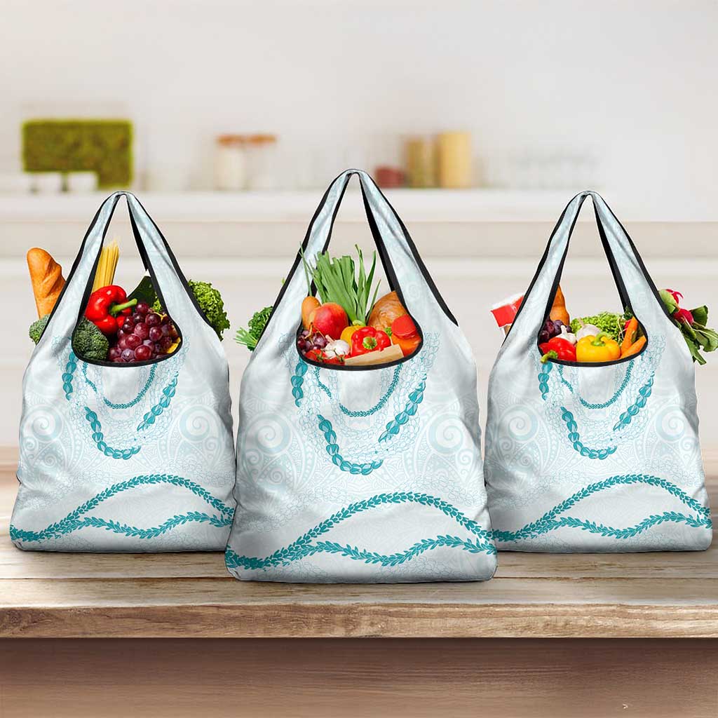 Aloha Lei Mikioi Grocery Bag Teal Polynesian Tribal Tatau Pattern LT9 3-pack One Size Teal - Polynesian Pride