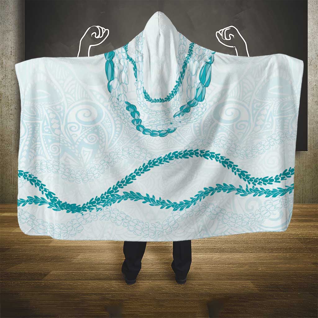 Aloha Lei Mikioi Hooded Blanket Teal Polynesian Tribal Tatau Pattern LT9 - Polynesian Pride