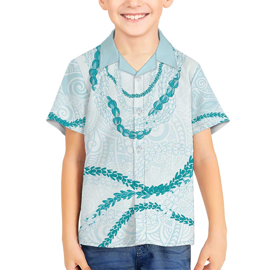 Aloha Lei Mikioi Kid Hawaiian Shirt Teal Polynesian Tribal Tatau Pattern LT9 Kid Teal - Polynesian Pride