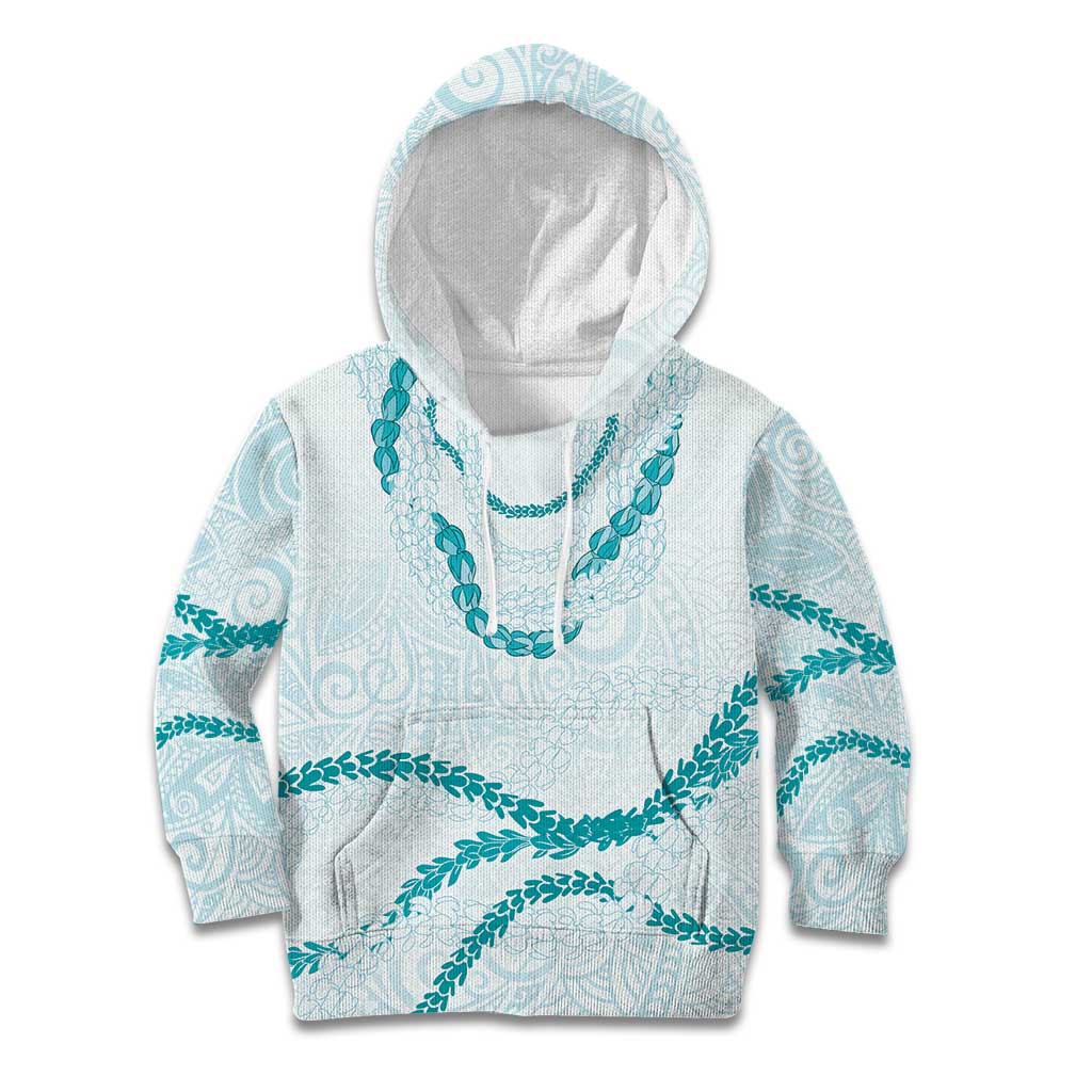 Aloha Lei Mikioi Kid Hoodie Teal Polynesian Tribal Tatau Pattern
