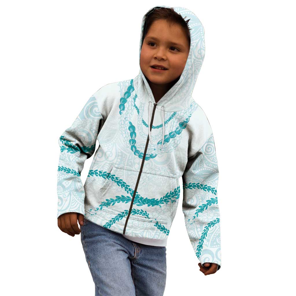 Aloha Lei Mikioi Kid Hoodie Teal Polynesian Tribal Tatau Pattern