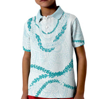 Aloha Lei Mikioi Kid Polo Shirt Teal Polynesian Tribal Tatau Pattern