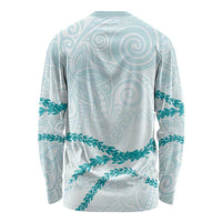 Aloha Lei Mikioi Long Sleeve Shirt Teal Polynesian Tribal Tatau Pattern LT9 - Polynesian Pride