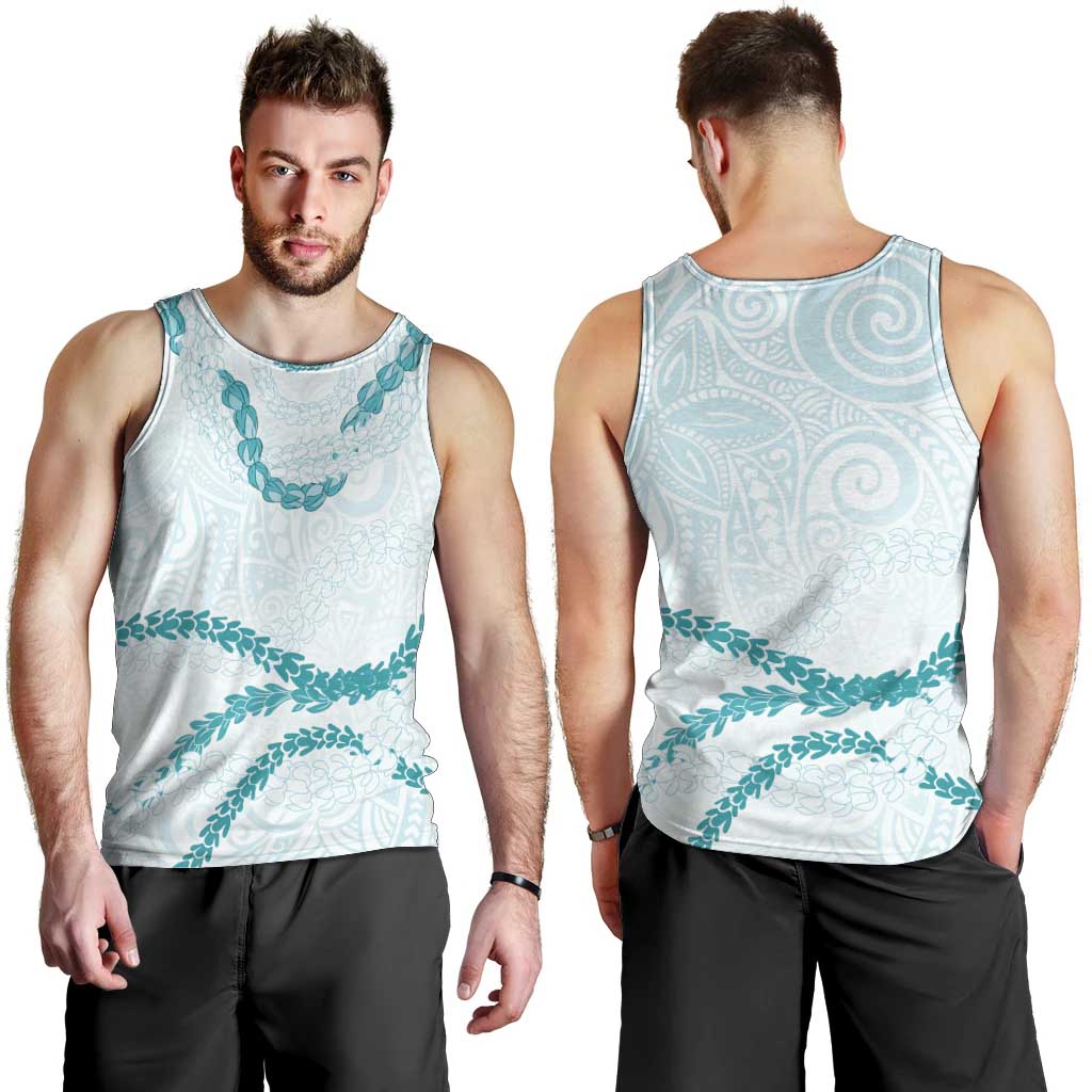 Aloha Lei Mikioi Men Tank Top Teal Polynesian Tribal Tatau Pattern LT9 - Polynesian Pride
