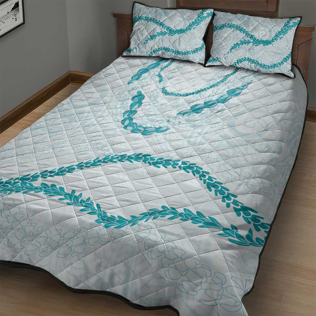 Aloha Lei Mikioi Quilt Bed Set Teal Polynesian Tribal Tatau Pattern LT9 - Polynesian Pride