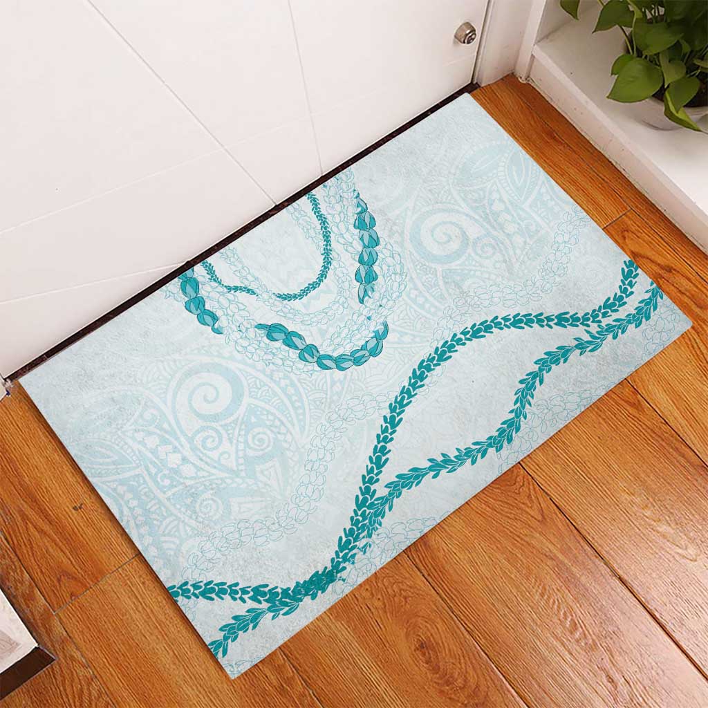 Aloha Lei Mikioi Rubber Doormat Teal Polynesian Tribal Tatau Pattern LT9 - Polynesian Pride