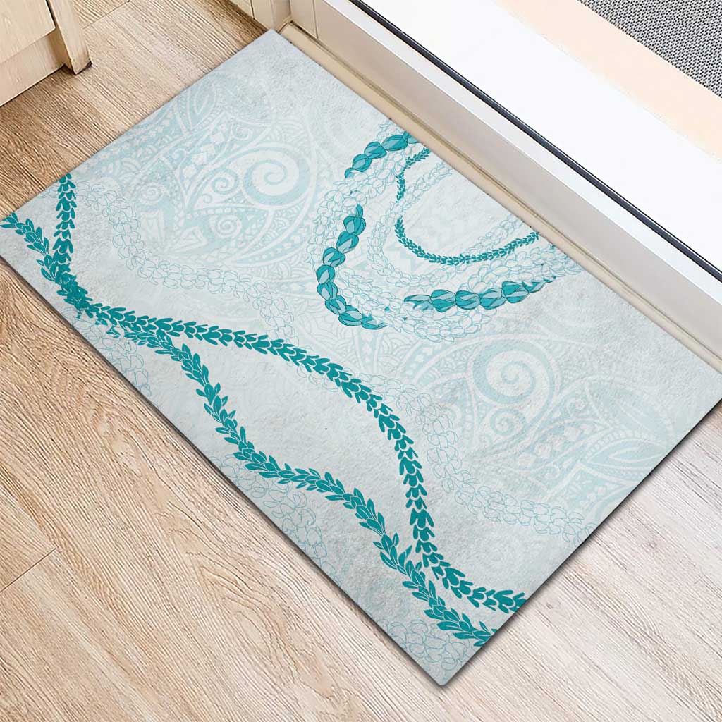 Aloha Lei Mikioi Rubber Doormat Teal Polynesian Tribal Tatau Pattern LT9 - Polynesian Pride