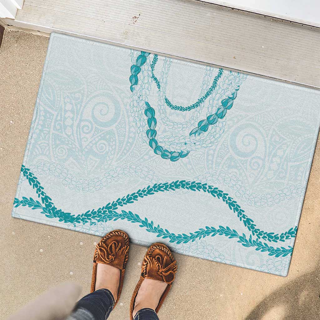 Aloha Lei Mikioi Rubber Doormat Teal Polynesian Tribal Tatau Pattern LT9 - Polynesian Pride