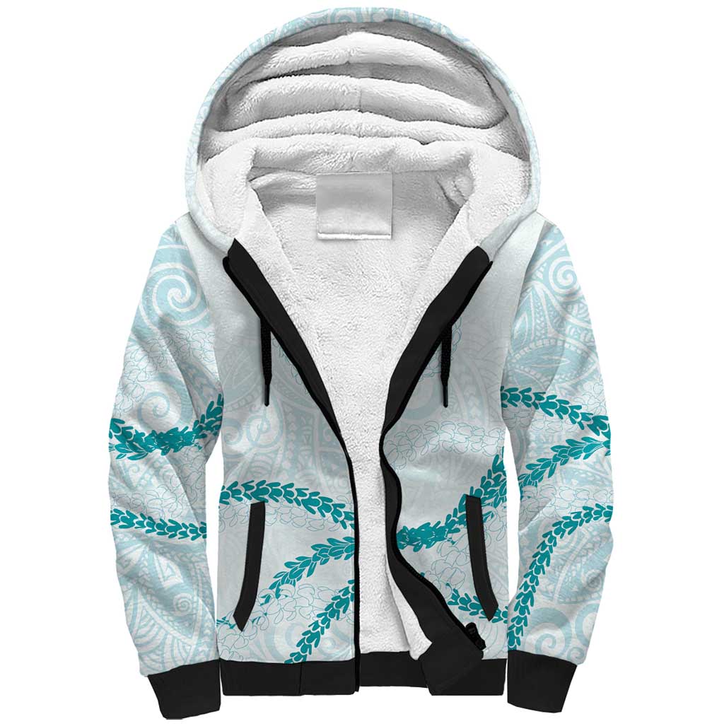 Aloha Lei Mikioi Sherpa Hoodie Teal Polynesian Tribal Tatau Pattern LT9 Unisex Teal - Polynesian Pride