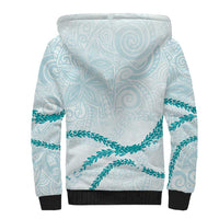 Aloha Lei Mikioi Sherpa Hoodie Teal Polynesian Tribal Tatau Pattern LT9 - Polynesian Pride