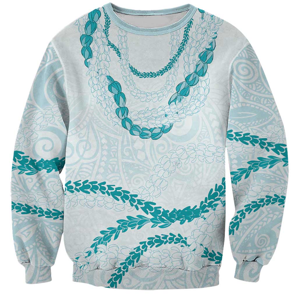 Aloha Lei Mikioi Sweatshirt Teal Polynesian Tribal Tatau Pattern LT9 Unisex Teal - Polynesian Pride