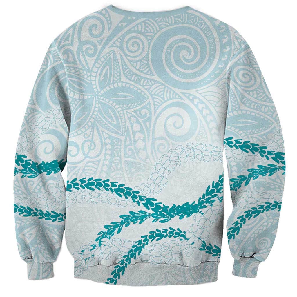 Aloha Lei Mikioi Sweatshirt Teal Polynesian Tribal Tatau Pattern LT9 - Polynesian Pride