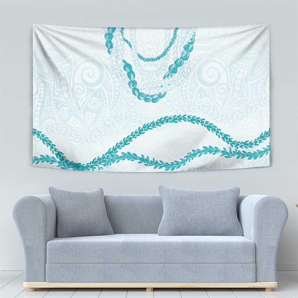 Aloha Lei Mikioi Tapestry Teal Polynesian Tribal Tatau Pattern