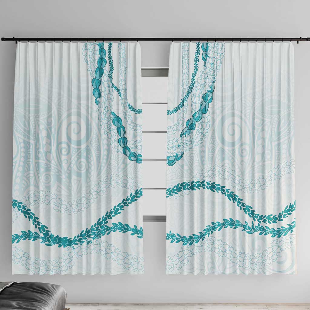 Aloha Lei Mikioi Window Curtain Teal Polynesian Tribal Tatau Pattern LT9 With Hooks Teal - Polynesian Pride