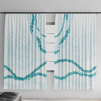 Aloha Lei Mikioi Window Curtain Teal Polynesian Tribal Tatau Pattern LT9 With Hooks Teal - Polynesian Pride