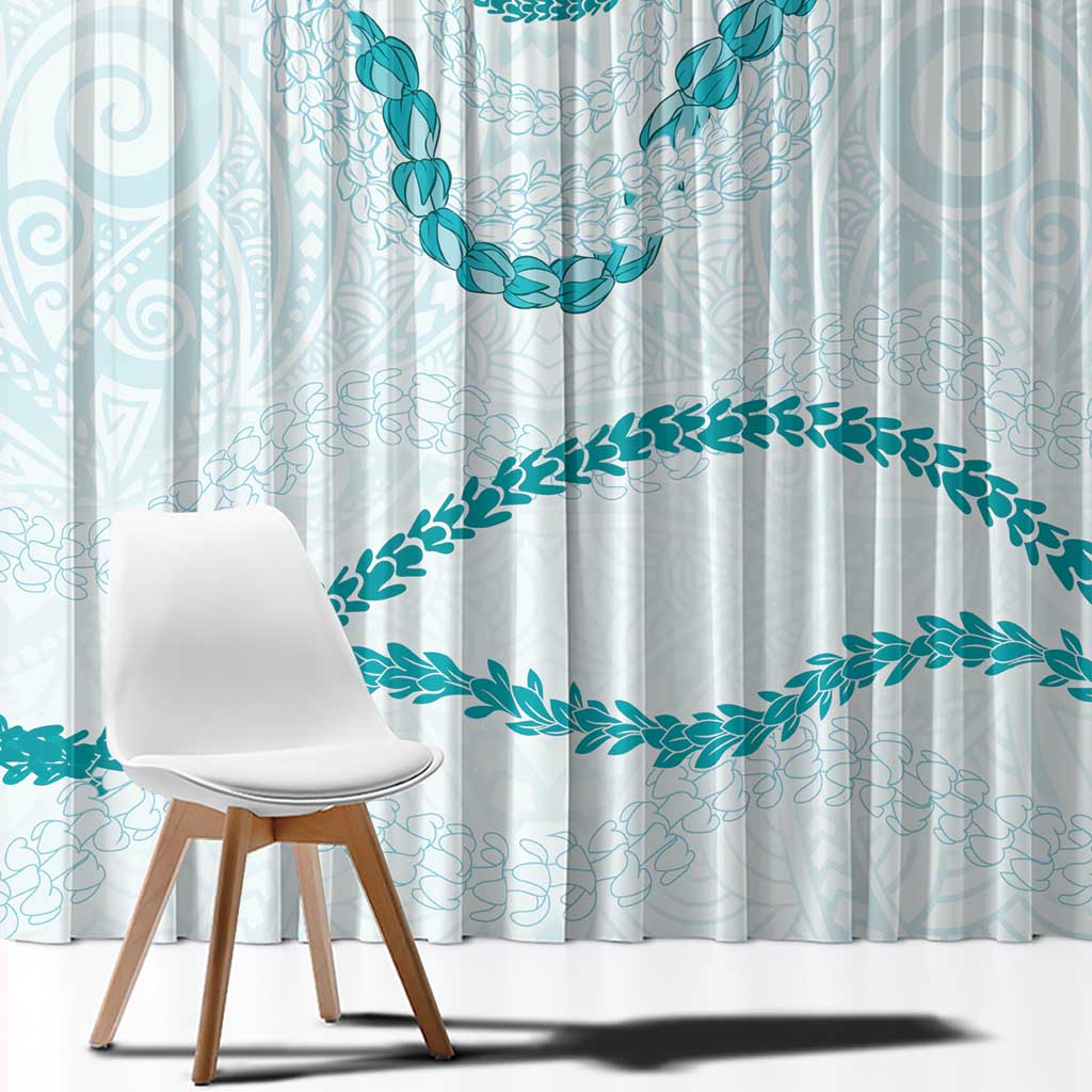 Aloha Lei Mikioi Window Curtain Teal Polynesian Tribal Tatau Pattern LT9 - Polynesian Pride