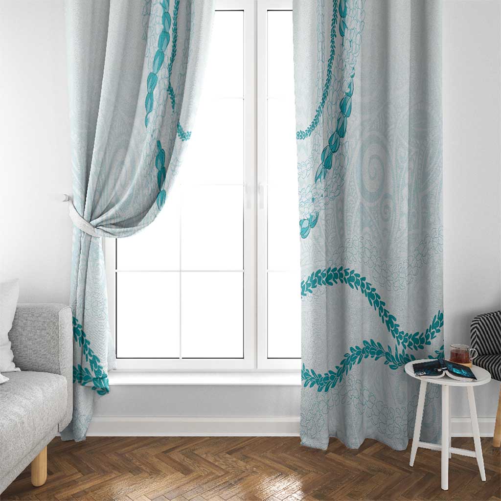 Aloha Lei Mikioi Window Curtain Teal Polynesian Tribal Tatau Pattern LT9 - Polynesian Pride